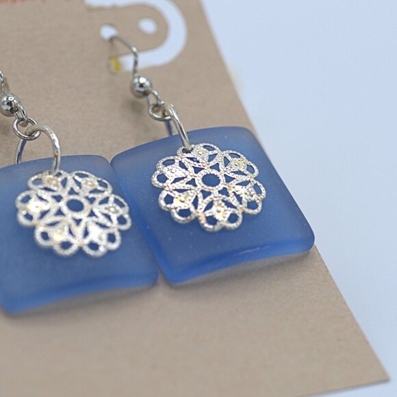 Sea Glass Dangle Earrings - Picture 3 of 10